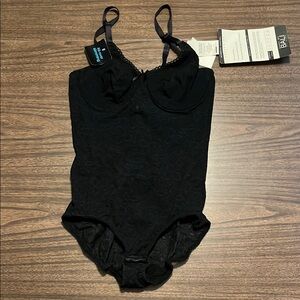 NEW Bali 36B Black Bodysuit All Over Slimming Lace Smooth Shaper NWT